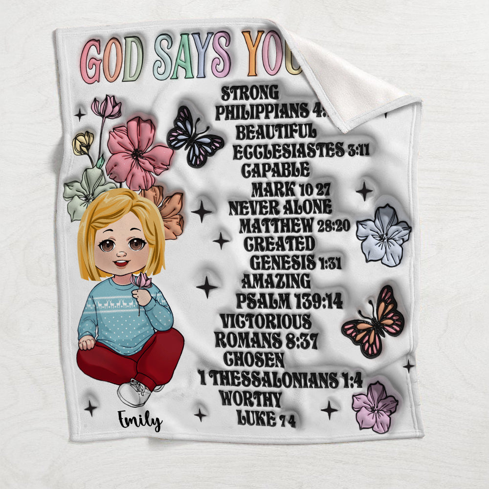 God Says You Are - Personalized Kid Blanket