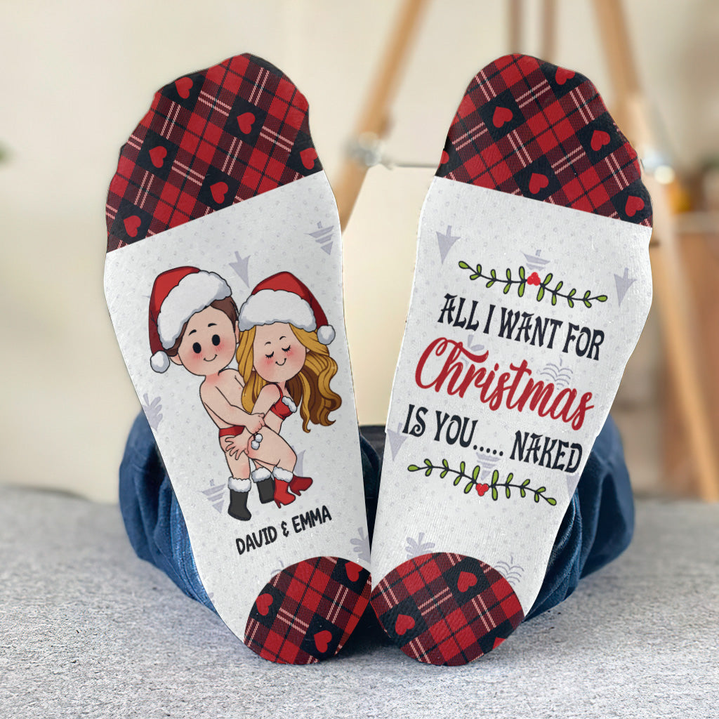 All I Want For Christmas Is You - gift for husband, wife, boyfriend, girlfriend - Personalized Socks