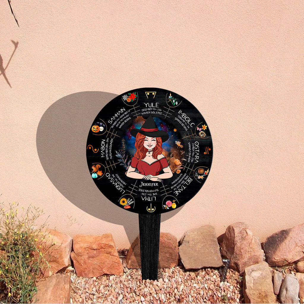 Wheel Of The Year - Personalized Witch Acrylic Garden Sign
