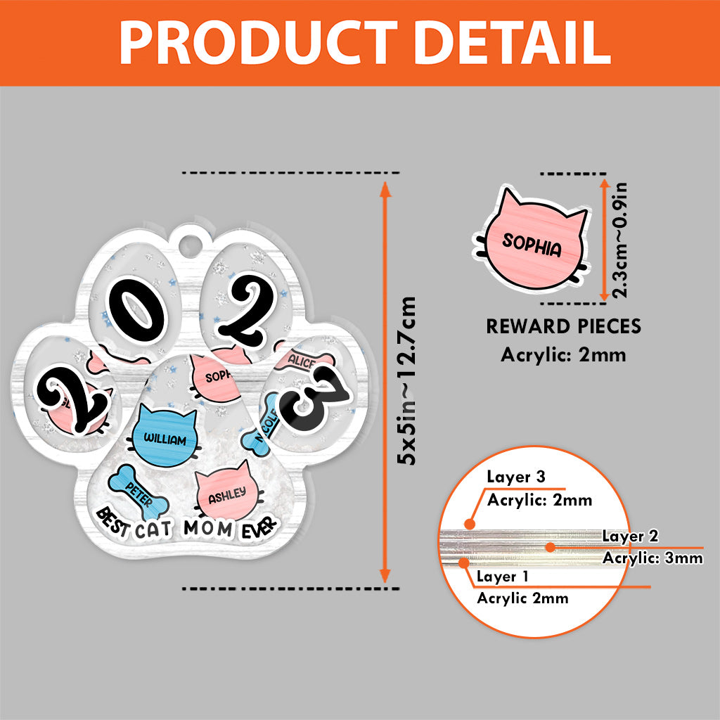 Best Dod Mom / Cat Mom / Dog Dad / Cat Dad Ever - Gift for dog lovers, cat lover - Personalized 3 Layered Shaker Ornament