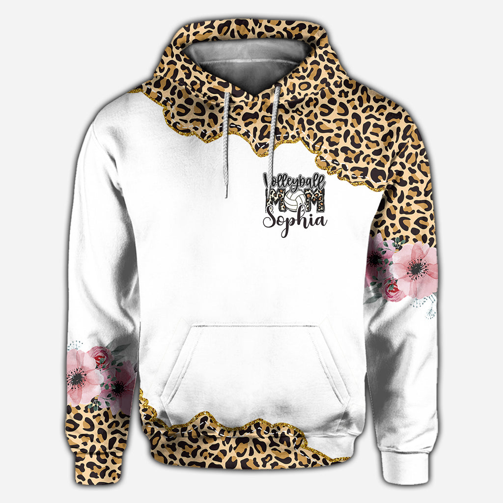 Volleyball Mom Leopard - Personalized Volleyball All Over Shirt