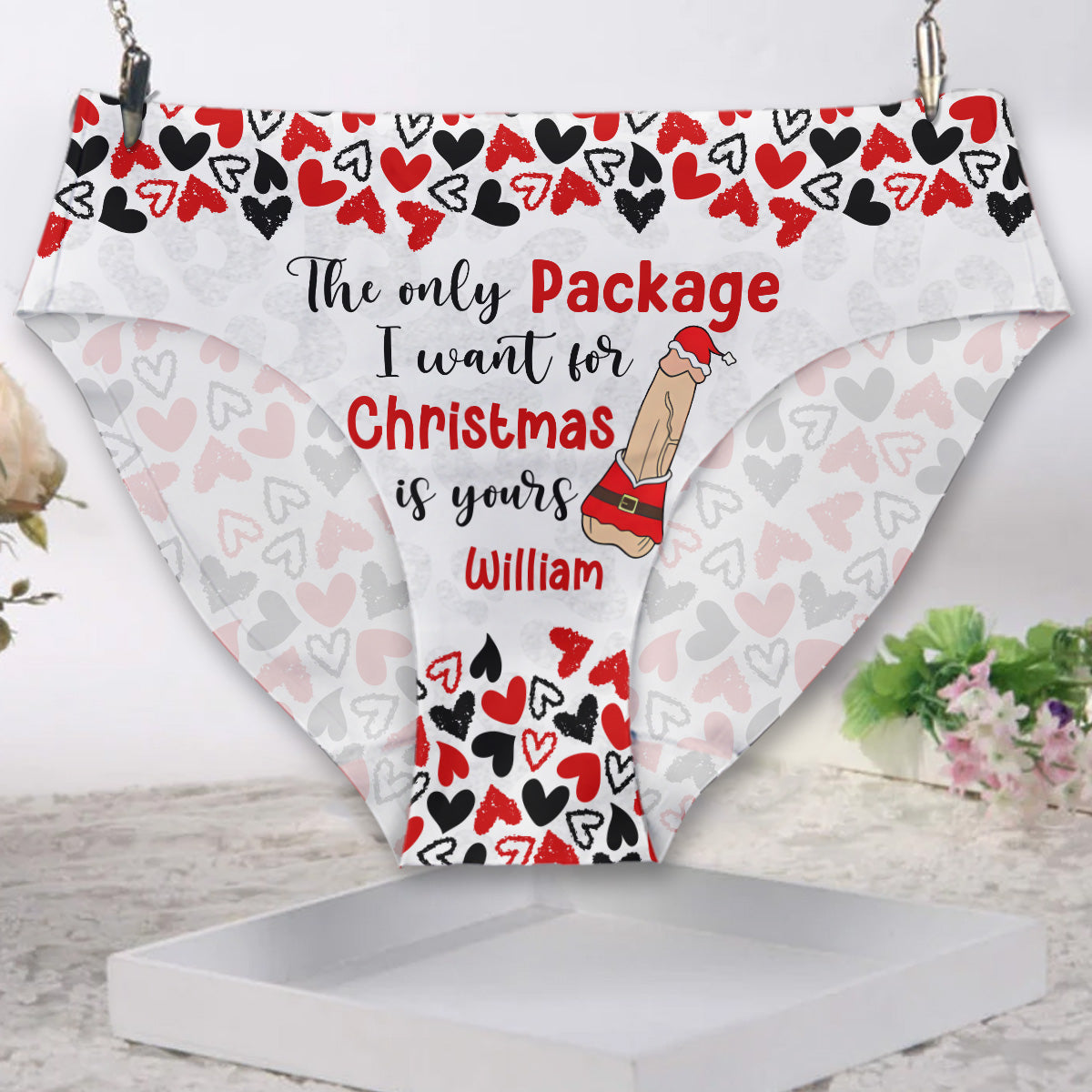 The Only Package I Want For Christmas Is Yours - Personalized Couple Women Briefs