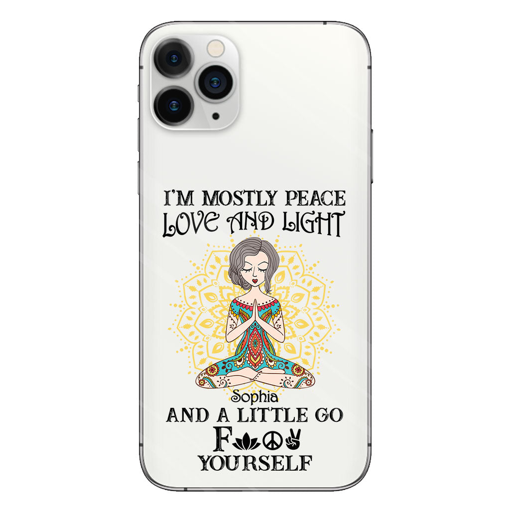 I’m Mostly Peace Love And Light - Personalized Yoga Clear Phone Case