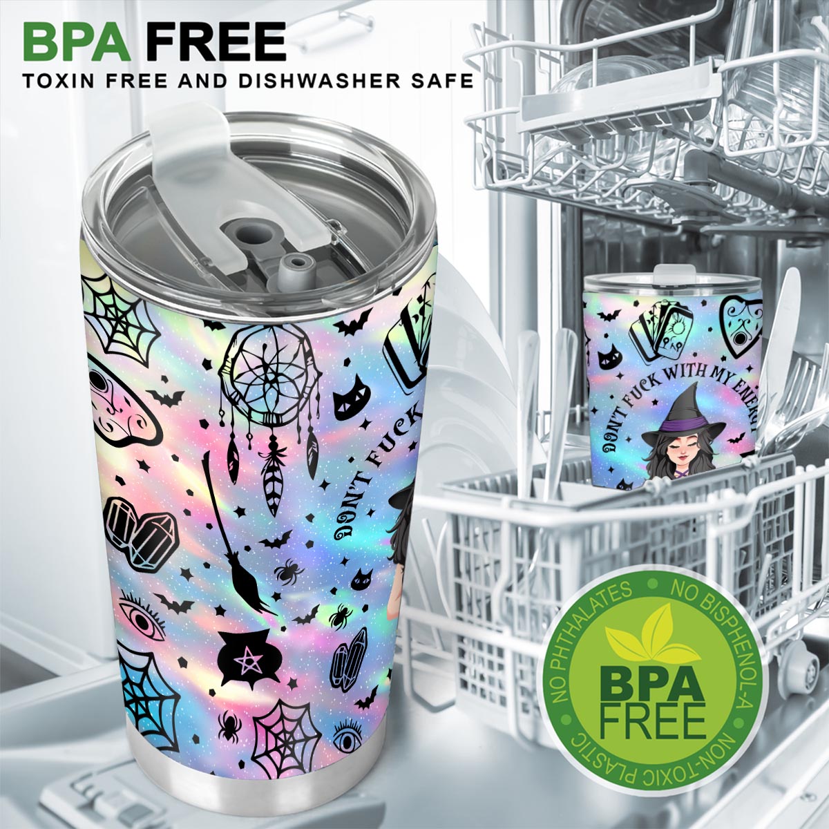 Don't F With My Energy - Personalized Witch Tumbler