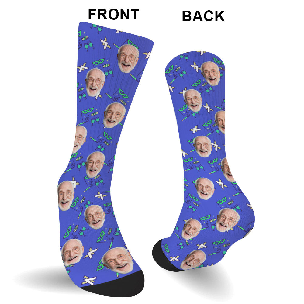 Custom Face Party Pattern - Personalized Grandpa Socks