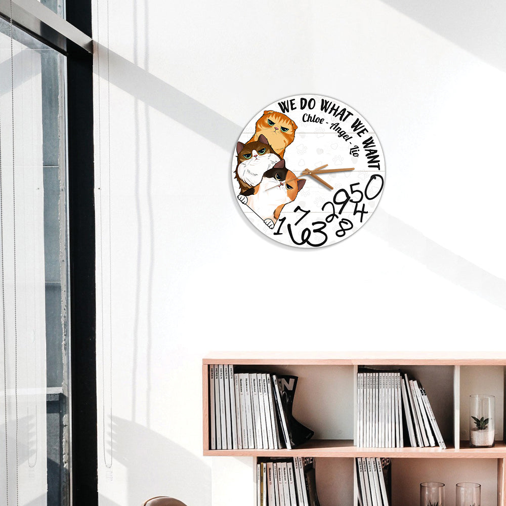 I Do What I Want - Personalized Cat Wall Clock