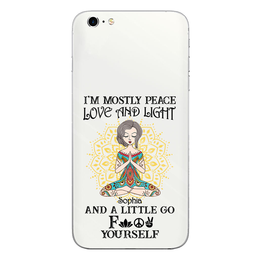 I’m Mostly Peace Love And Light - Personalized Yoga Clear Phone Case