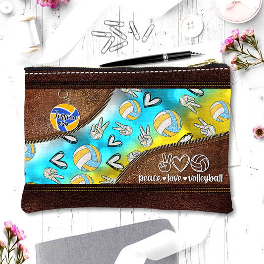 Peace Love Volleyball - Personalized Volleyball Pouch