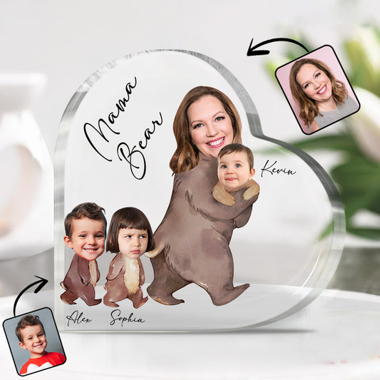 Mama Bear Watercolor Photo Custom - Personalized Mother Custom Shaped Acrylic Plaque