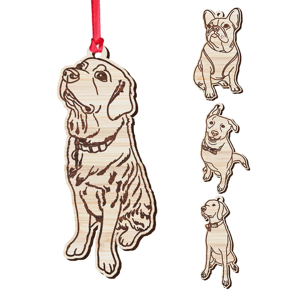 Dog Line Drawing - Personalized Dog Ornament