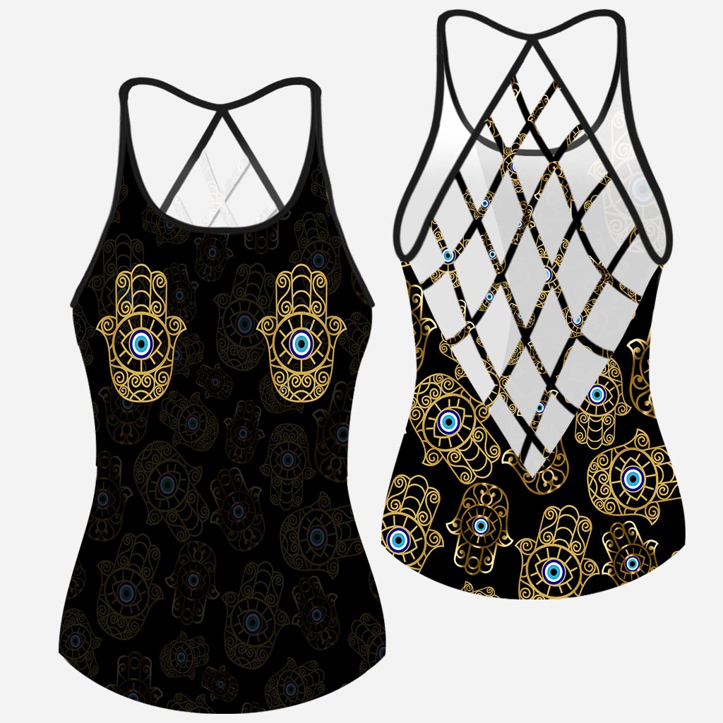 Namastay Away Hamsa Hands - Personalized Yoga Cross Tank Top
