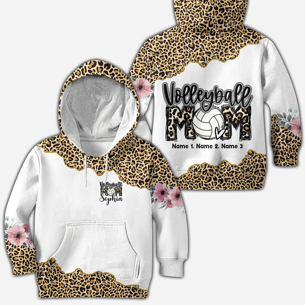 Volleyball Mom Leopard - Personalized Volleyball All Over Shirt