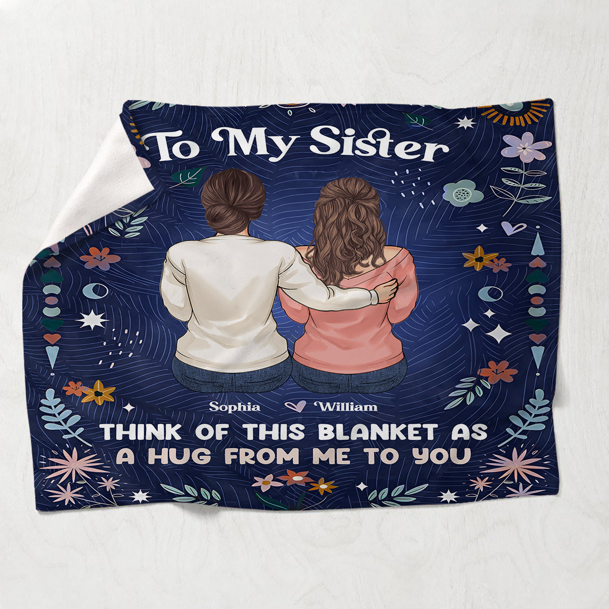 Think Of This Blanket As A Hug Of Me - Personalized Sibling Blanket