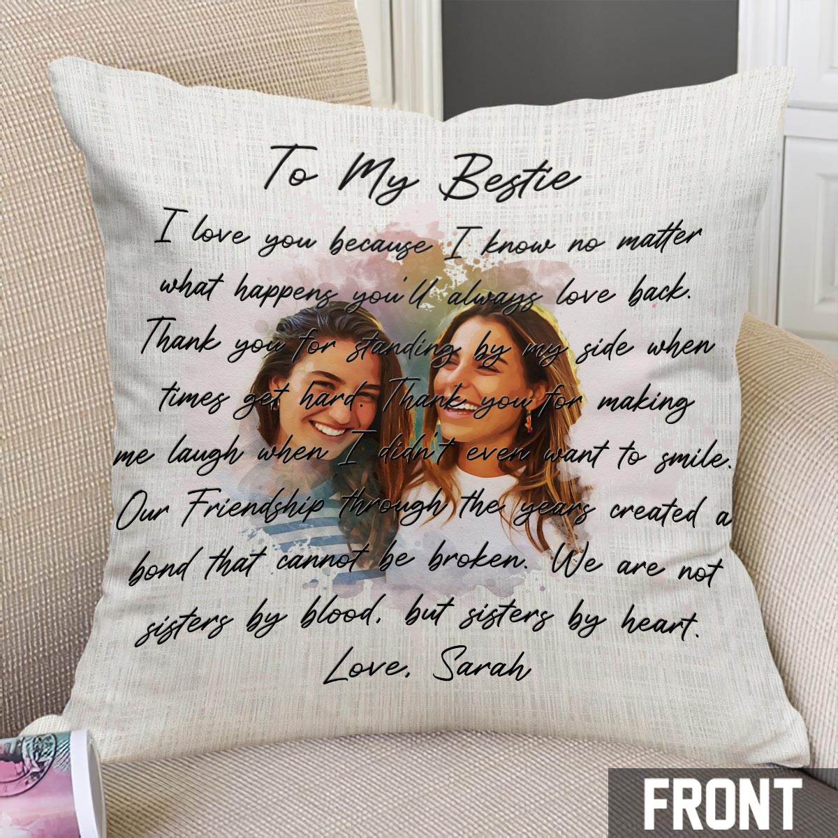 To My Bestie - Personalized Bestie Throw Pillow