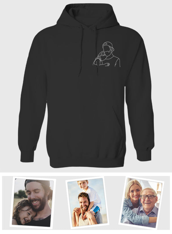 Custom Line Art - Personalized Uncle Embroidered Hoodie
