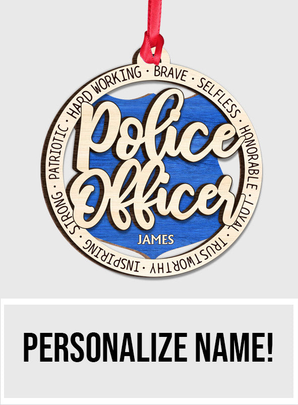 Police Officer - Personalized Police Officer 2 Layered Wooden Ornament