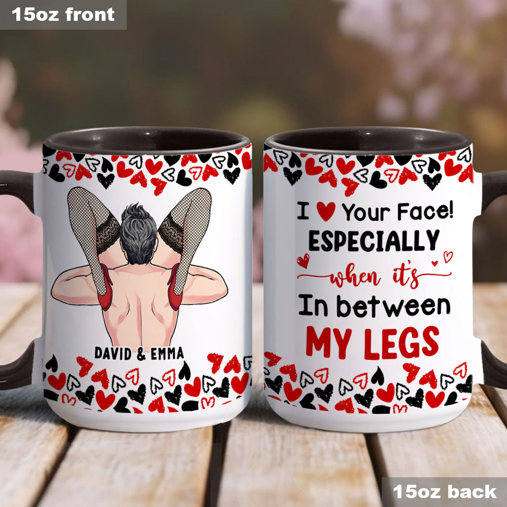 Naughty I Love Your Face - Personalized Couple Accent Mug