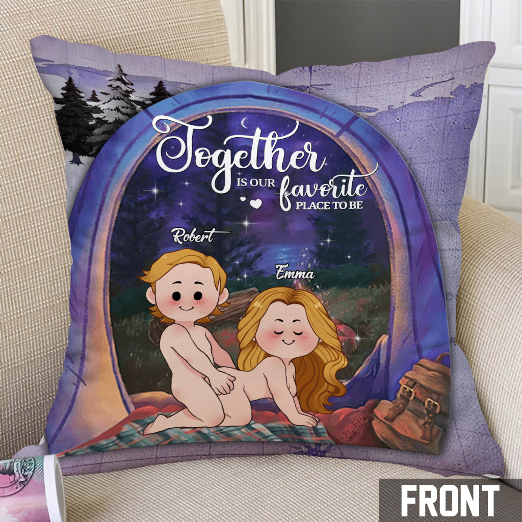 Together Is Our Favorite Place To Be - Personalized Camping Throw Pillow