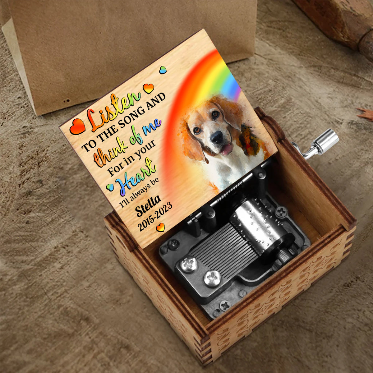 Listen To The Song - Personalized Dog Hand Crank Music Box