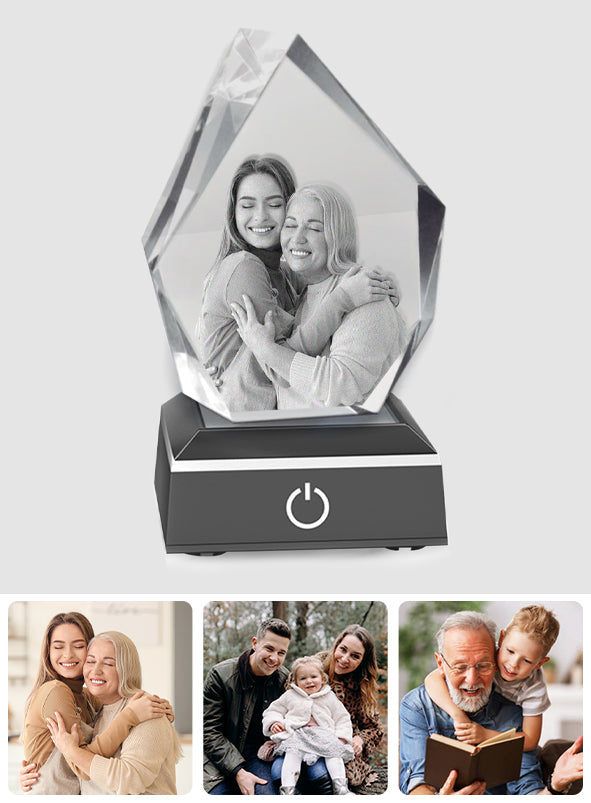 Custom Photo - Personalized Grandma Laser Engraving 3D Iceberg Shaped Crystal Lamp