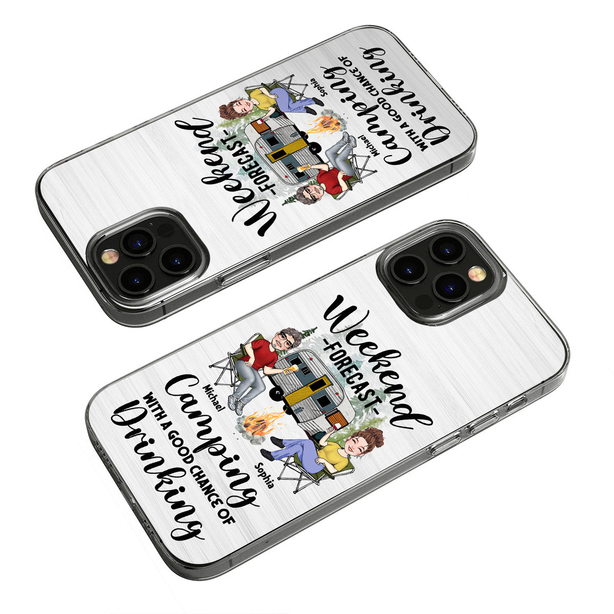 Weekend Forecast - Personalized Camping Clear Phone Case