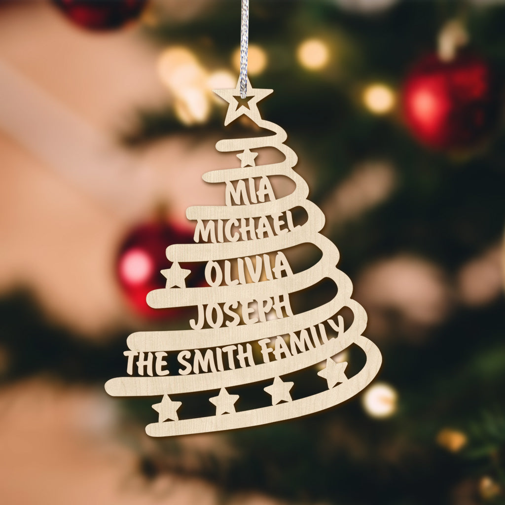 Family Name Christmas Tree - Personalized Family Ornament