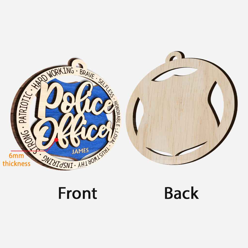Police Officer - Personalized Police Officer 2 Layered Wooden Ornament