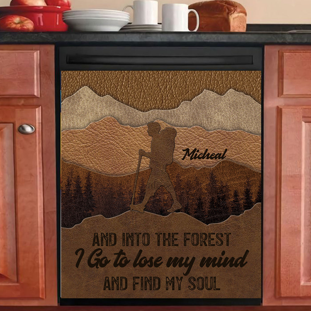 And Into The Forest I Go - Personalized Hiking Dishwasher Cover
