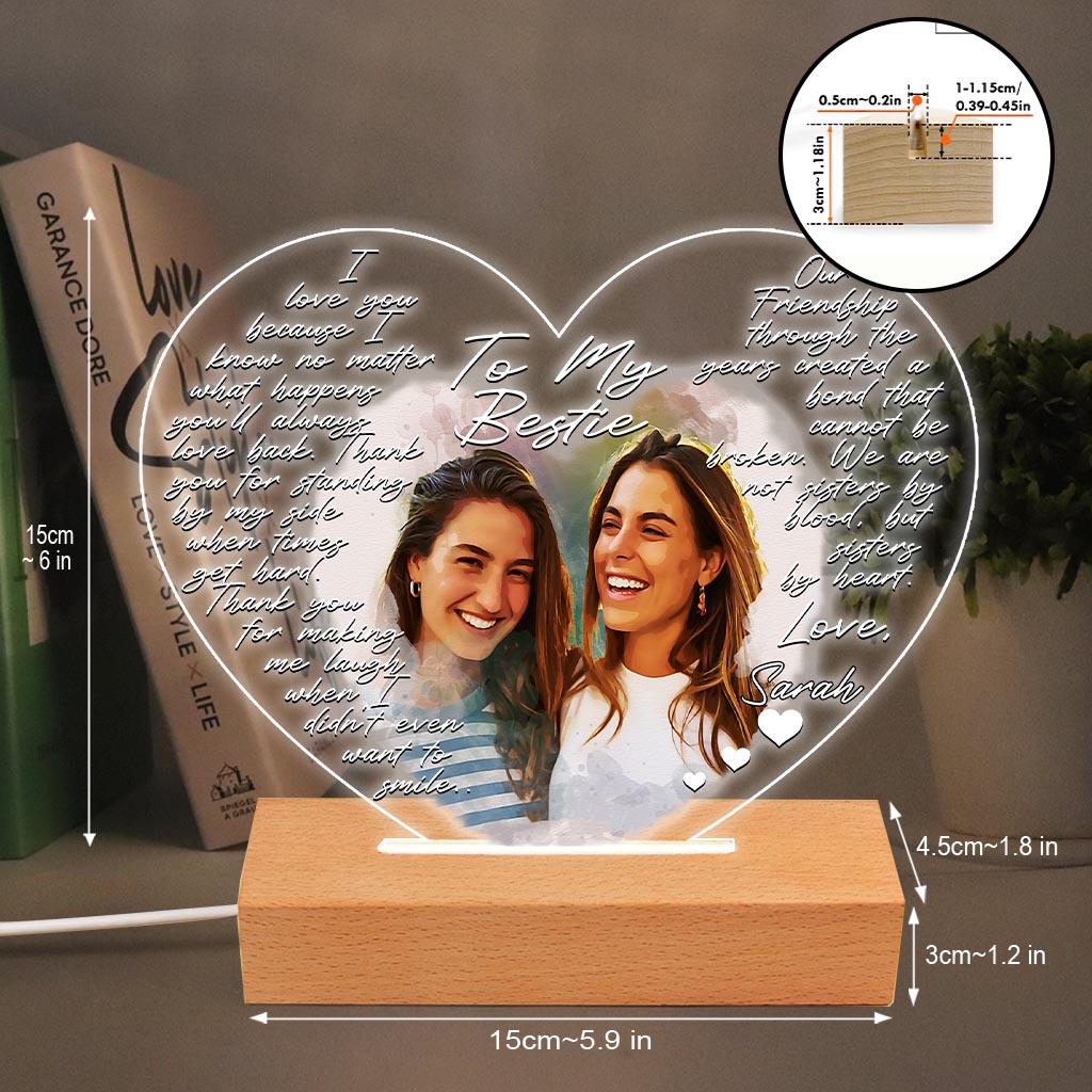 To My Bestie - Personalized Bestie Shaped Plaque Light Base