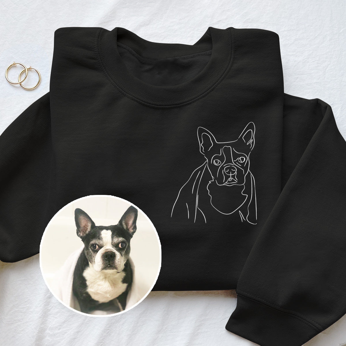 Custom Line Art - Personalized Dog Embroidered Sweater
