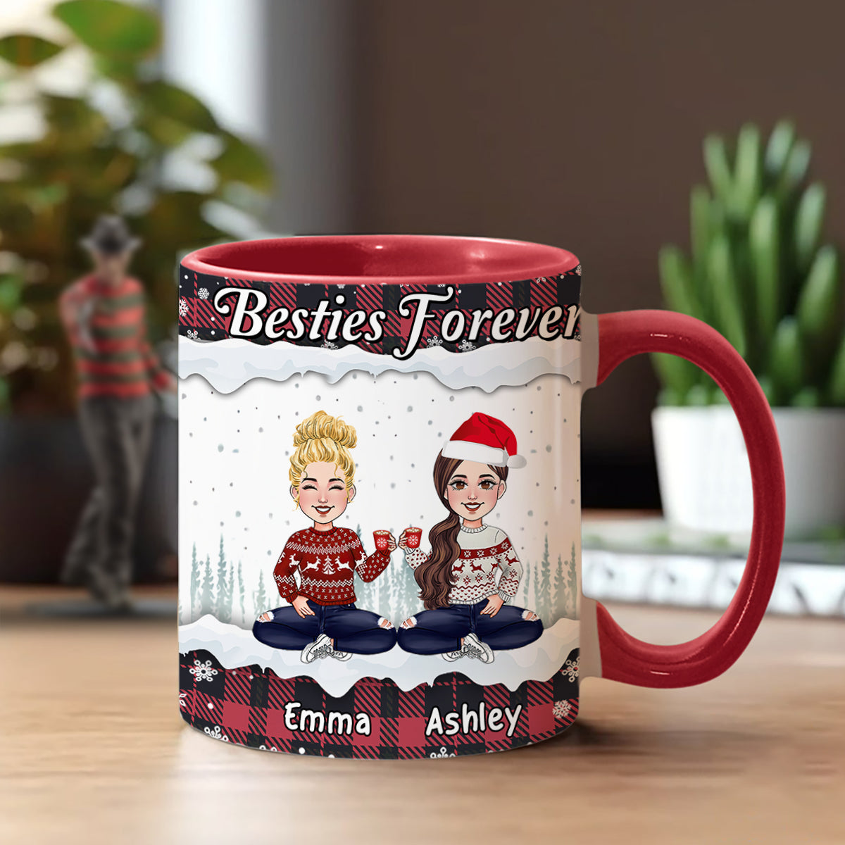 Besties Forever - Personalized Bestie Accent Mug