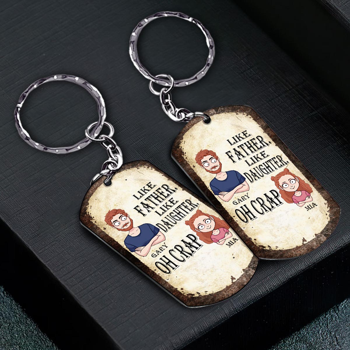 Like Father Like Daughter Like Son - Gift for dad, mom, son, daughter - Personalized Stainless Steel Keychain