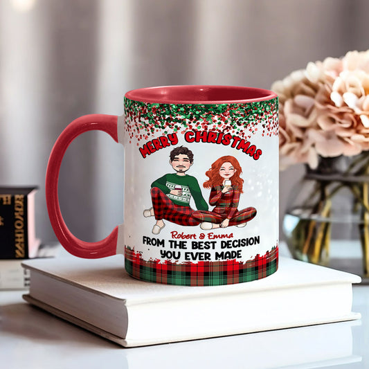 Merry Christmas From The Best Decision You Ever Made - Personalized Couple Accent Mug