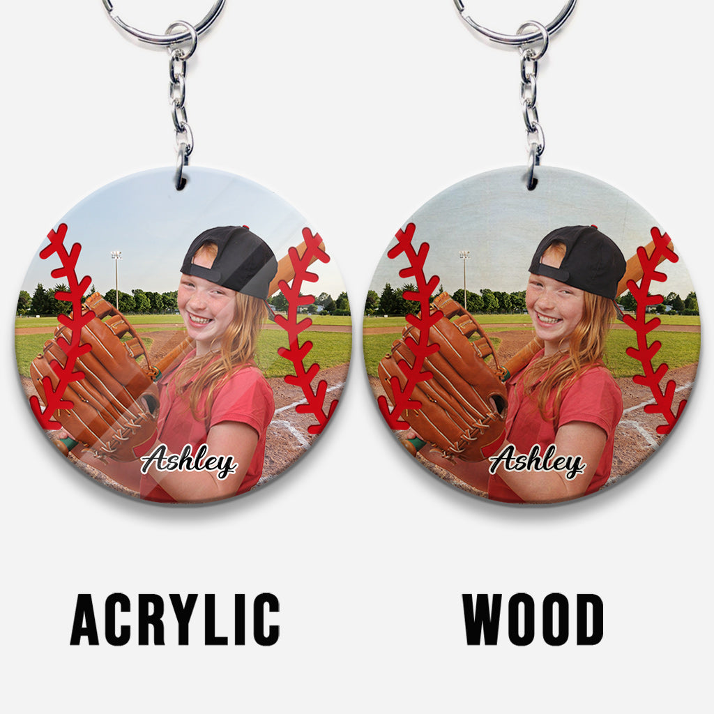 My Heart Is On That Field - Personalized Softball Keychain