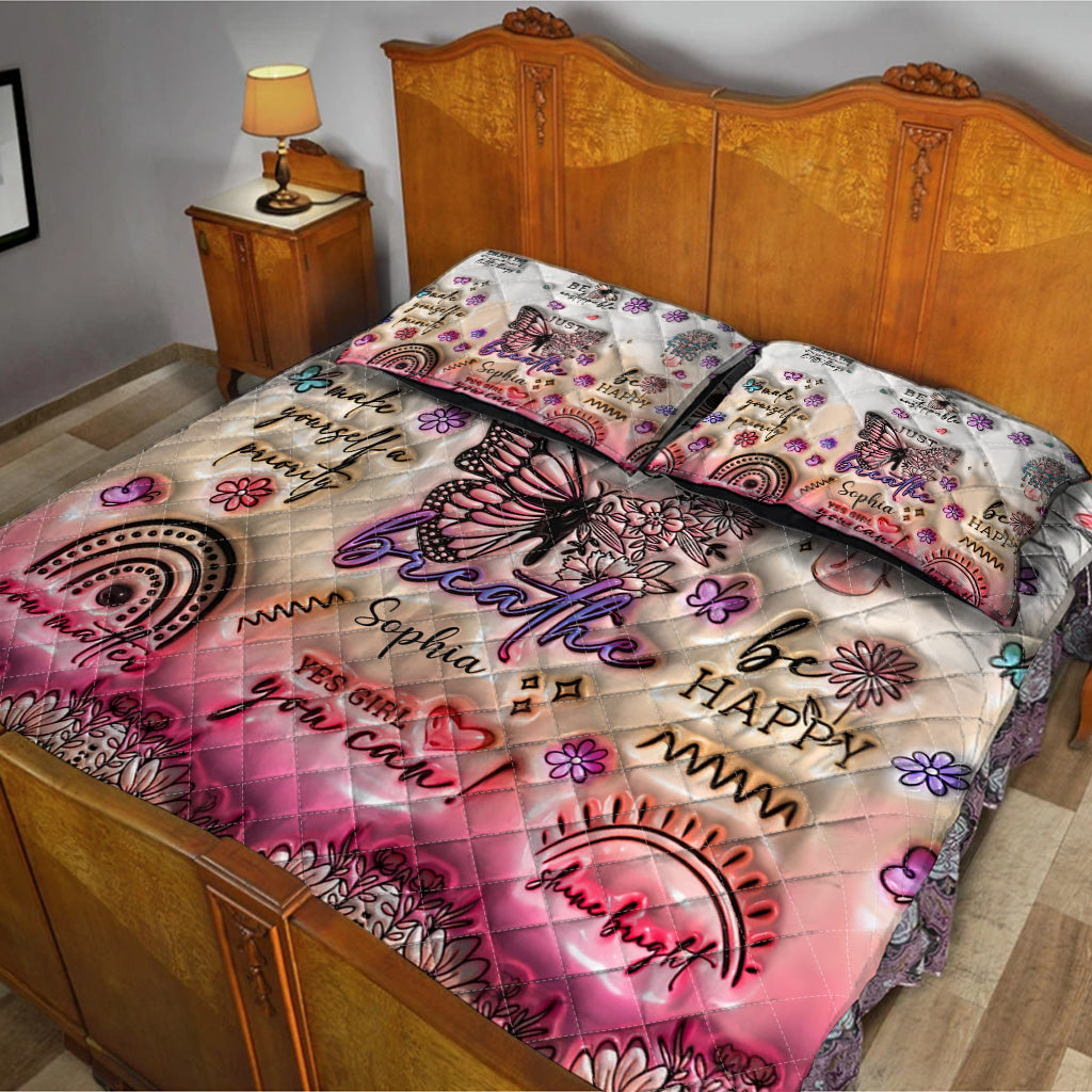 Positive Affirmations Butterfly - Personalized Butterfly Quilt Set