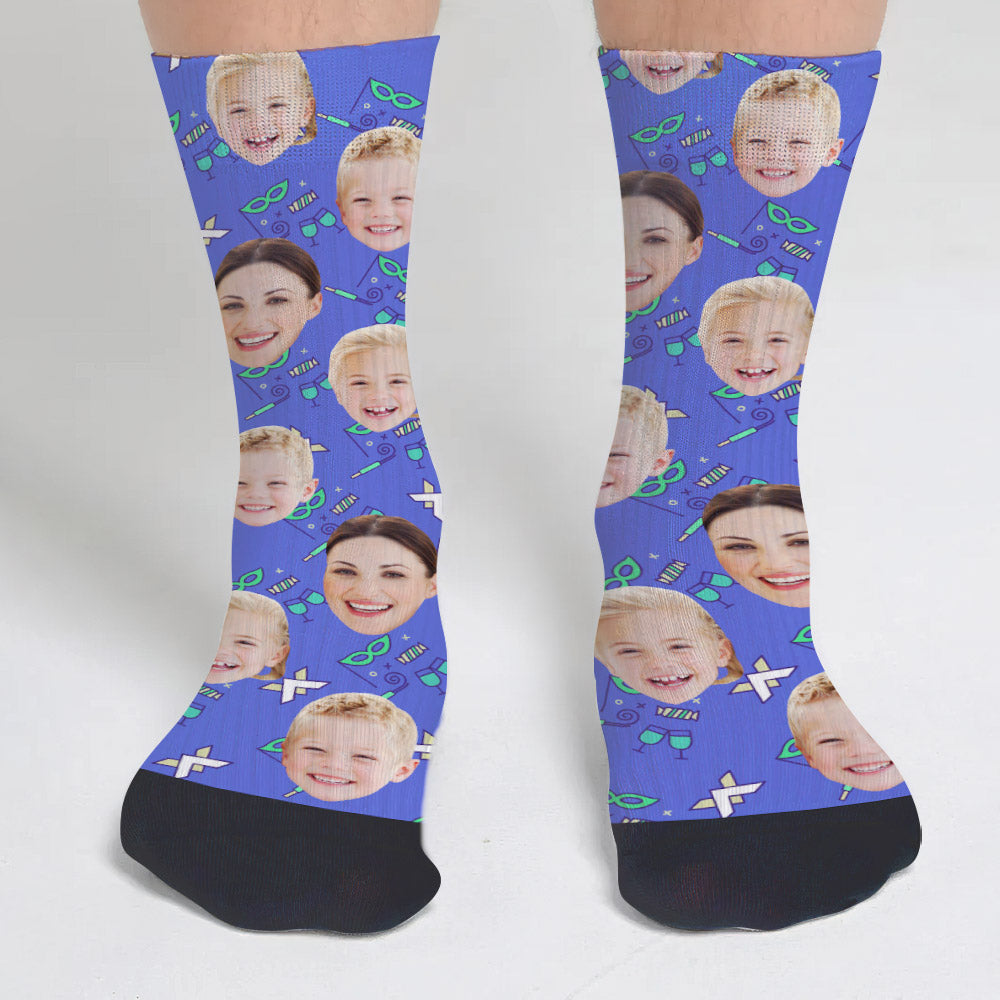 Custom Face Party Pattern - Personalized Step Mom Socks