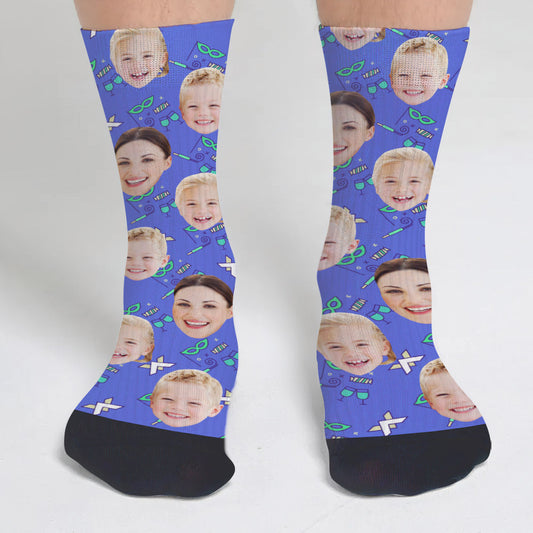 Custom Face Party Pattern - Personalized Step Mom Socks