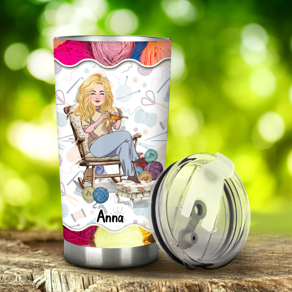 Knit Because Murder Is Wrong - Personalized Knitting Tumbler