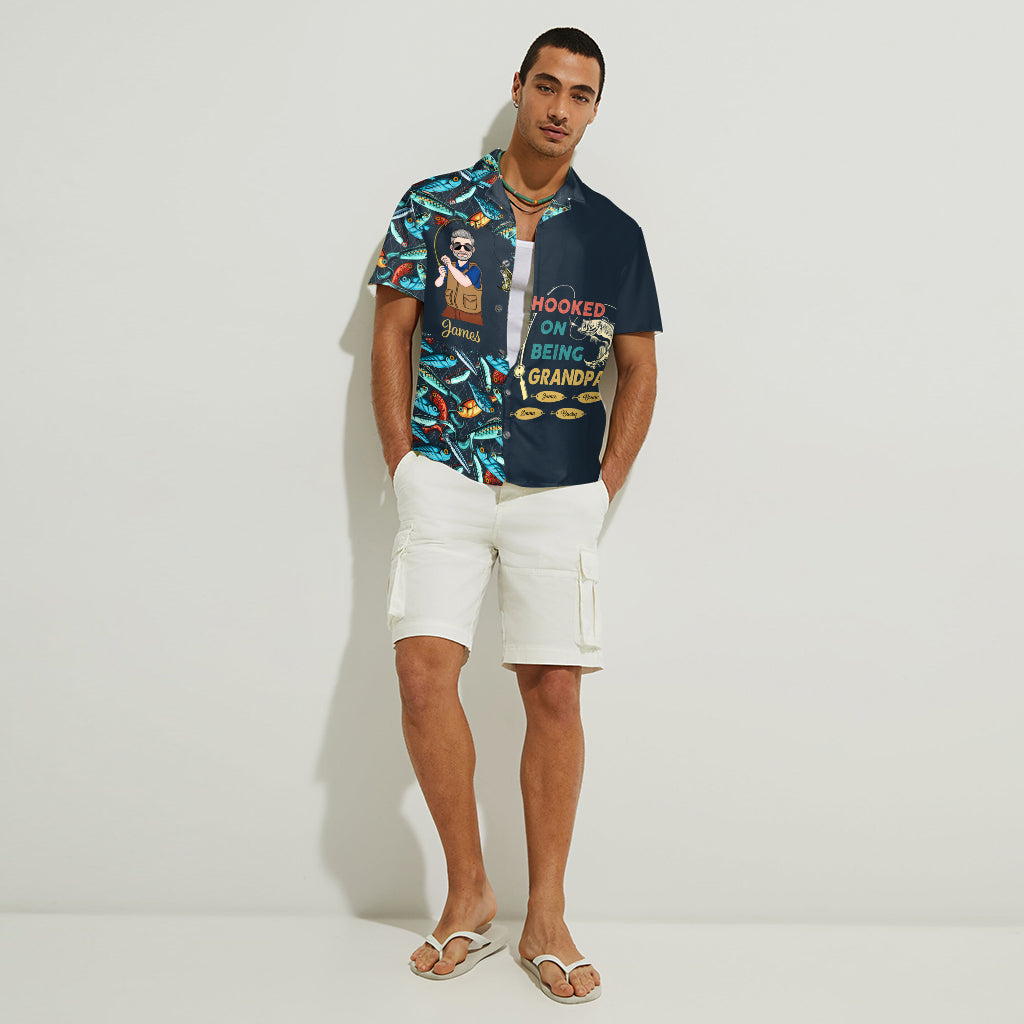 Hooked On Being Daddy - Fishing gift for dad, grandpa, him, husband - Personalized Hawaiian Shirt