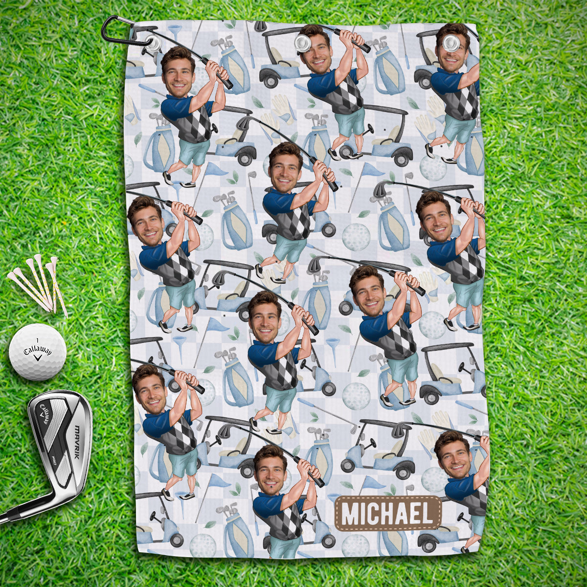 Photo Inserted Funny Golfer - Personalized Golf Golf Towel