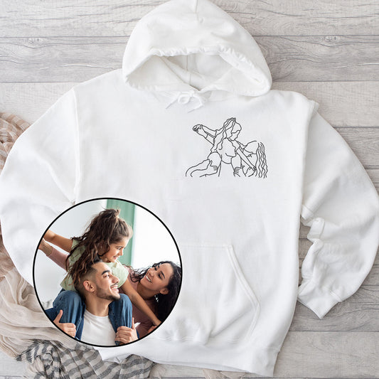 Custom Line Art - Personalized Family Embroidered Hoodie