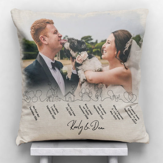 Our Story So Far - Personalized Husband And Wife Throw Pillow