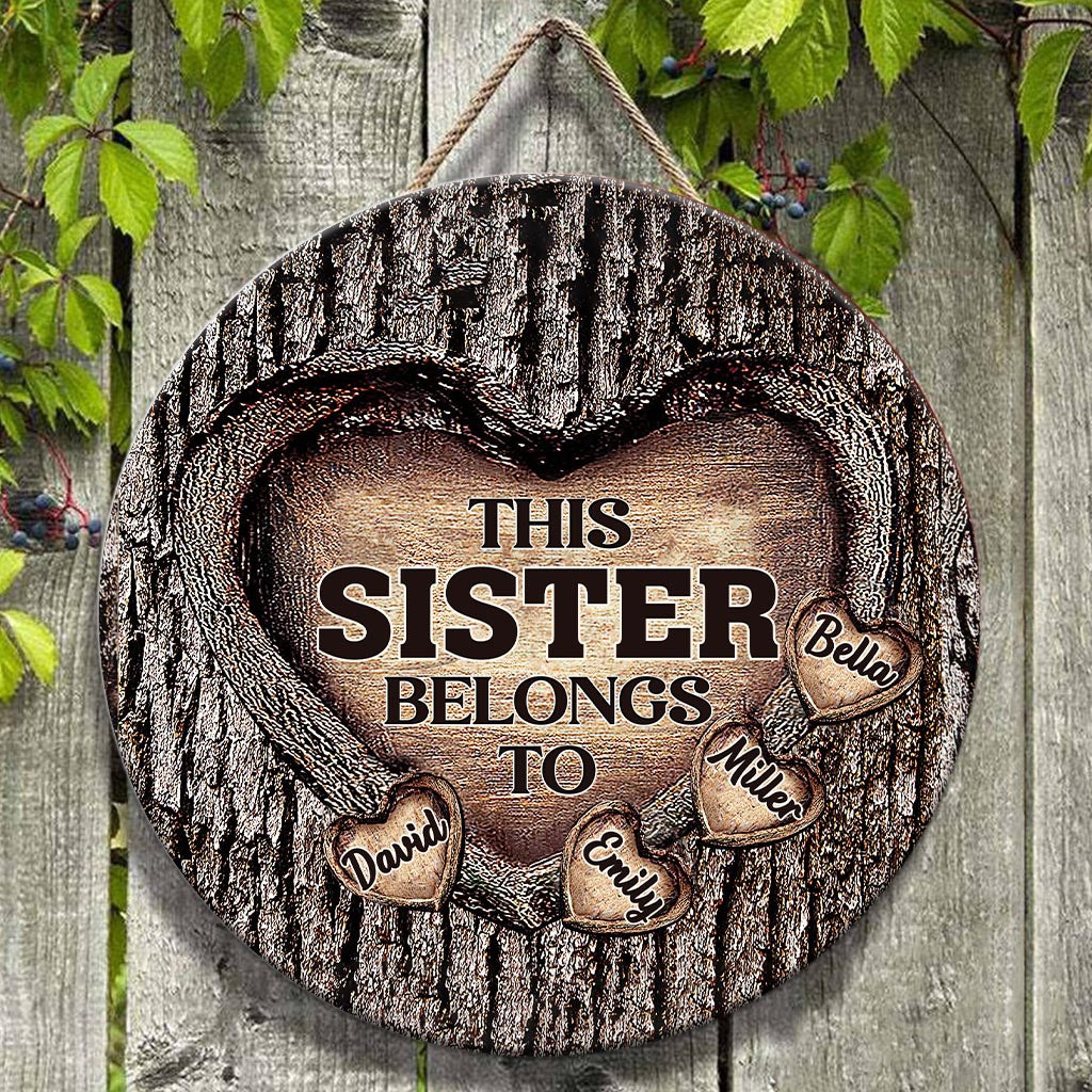 Dad's Heart - Gift for dad, grandma, grandpa, mom, uncle, aunt, brother, sister - Personalized Round Wood Sign