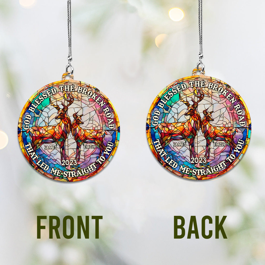 God Blessed The Broken Road - Personalized Hunting Car Ornament