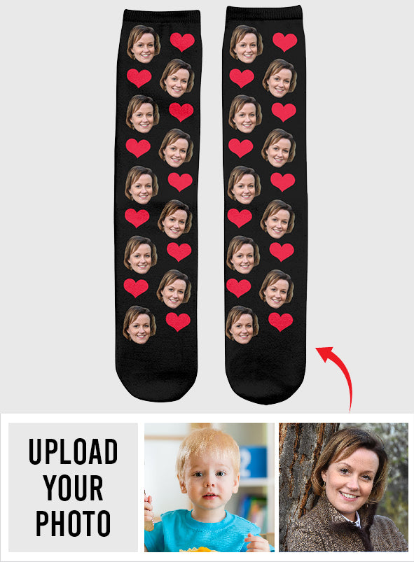 Custom Face Heart Pattern - Personalized Aunt Socks