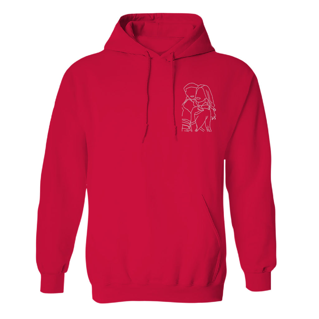 Custom Line Art - Personalized Aunt Embroidered Hoodie