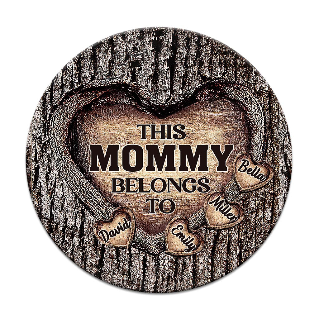 Dad's Heart - Gift for dad, grandma, grandpa, mom, uncle, aunt, brother, sister - Personalized Round Wood Sign