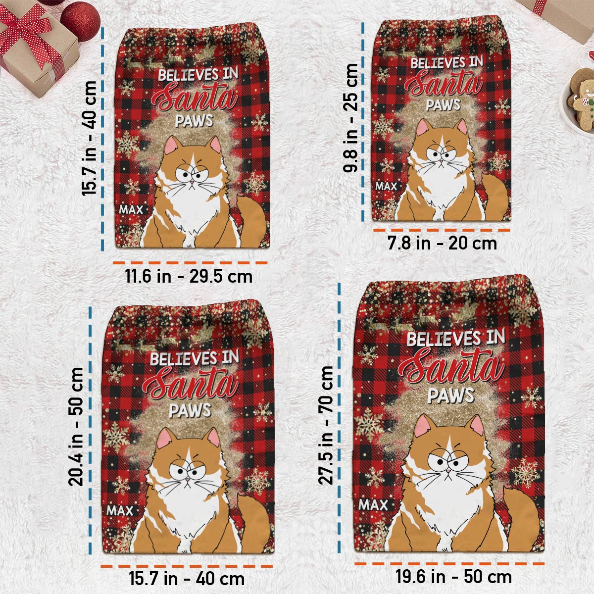 Believes In Santa Paws - Personalized Cat Christmas Gift Bag