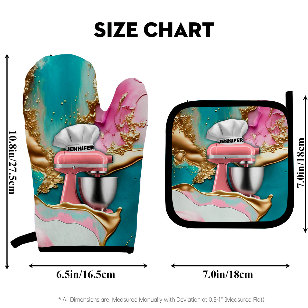 Love Baking - Personalized Baking Oven Mitts & Pot Holder Set