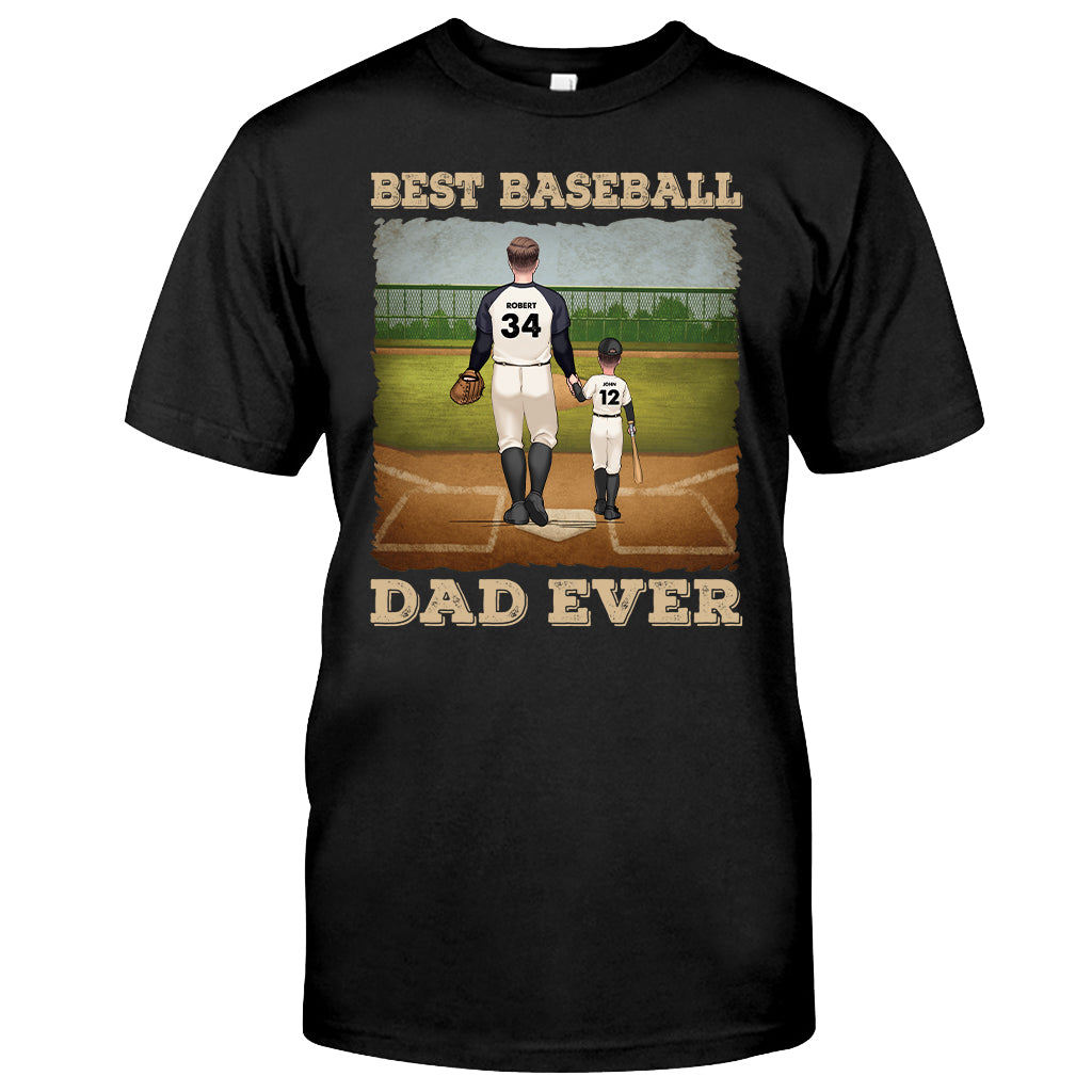 Best Baseball Dad Ever - Personalized Baseball T-shirt & Hoodie